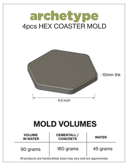 4pcs Hexagon Coaster Silicone Molds for Resin, Concrete & Plaster