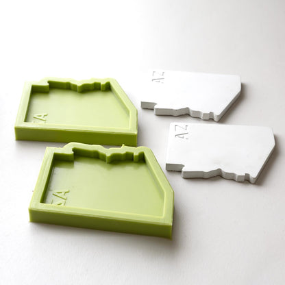 2pcs Custom Arizona Map Coaster Silicone Molds for Resin, Concrete & Plaster