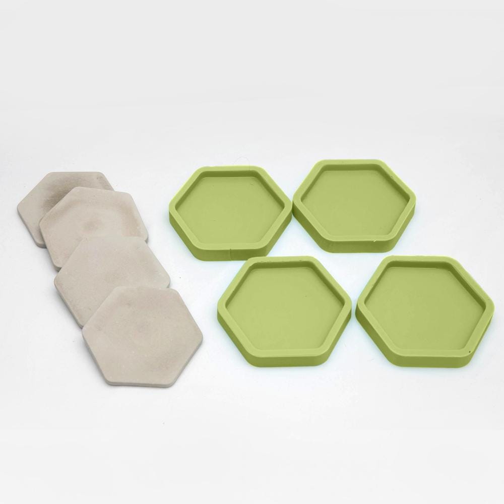4pcs Hexagon Coaster Silicone Molds for Resin, Concrete & Plaster