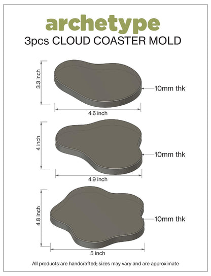 3pcs Cloud-Shaped Coaster Silicone Molds for Resin, Concrete & Plaster