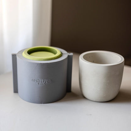 4-inch Planter Silicone Mold with Casting Frame