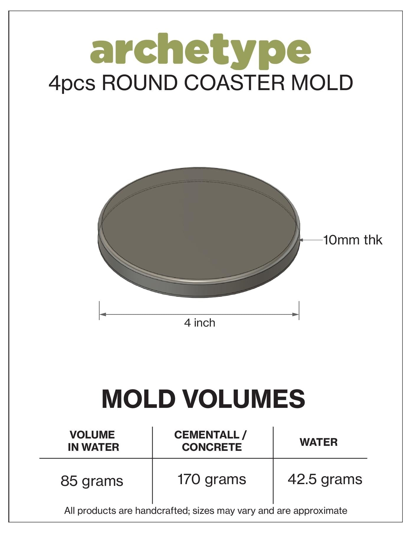 4pcs Circle Coaster Silicone Molds for Resin, Concrete & Plaster
