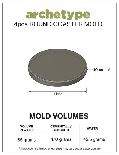4pcs Circle Coaster Silicone Molds for Resin, Concrete & Plaster