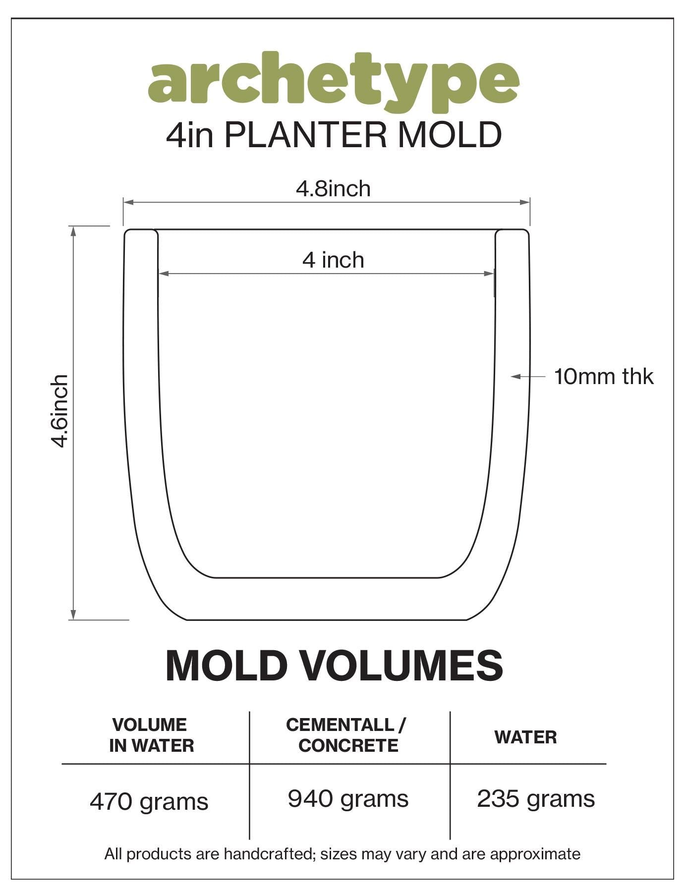 4-inch Planter Silicone Mold with Casting Frame