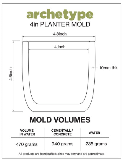 4-inch Planter Silicone Mold with Casting Frame