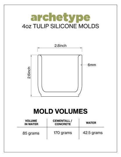 4oz Tulip Candle Jar Silicone Mold with Casting Frame