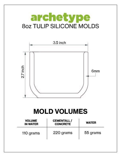 8oz Tulip Candle Jar Silicone Mold with Casting Frame